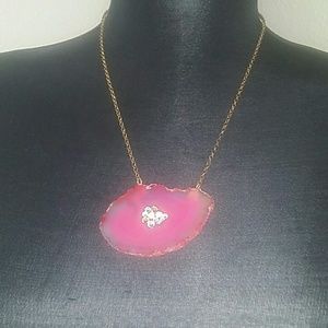 Anthropology Pink Agate stone necklace